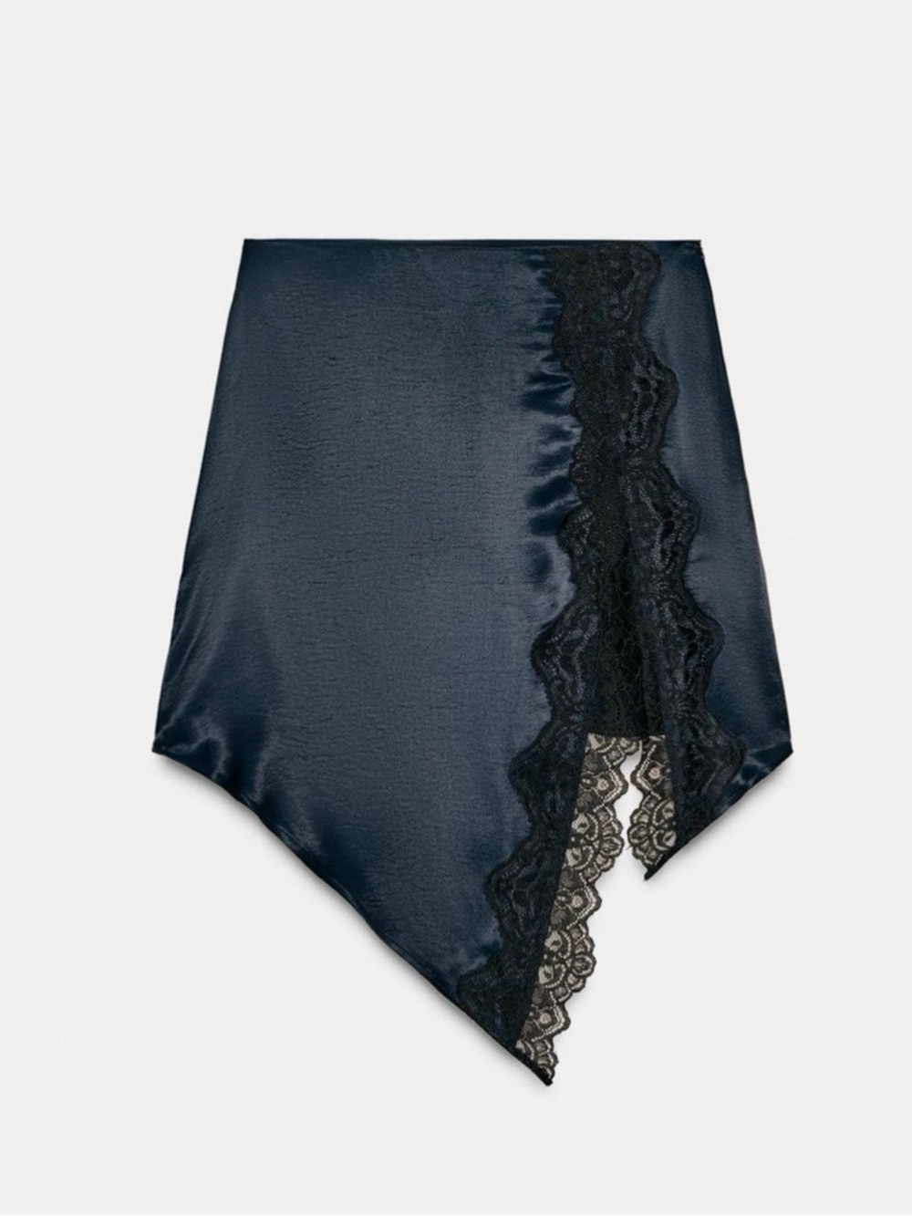 Zara Navy Blue Combination Satin Mini Skirt with Lace. Size XL. Brand new!
